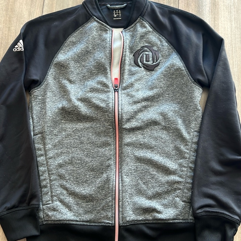 Adidas Derrick Rose D Rose Varsity Zip Jacket Men’s Small Black Gray